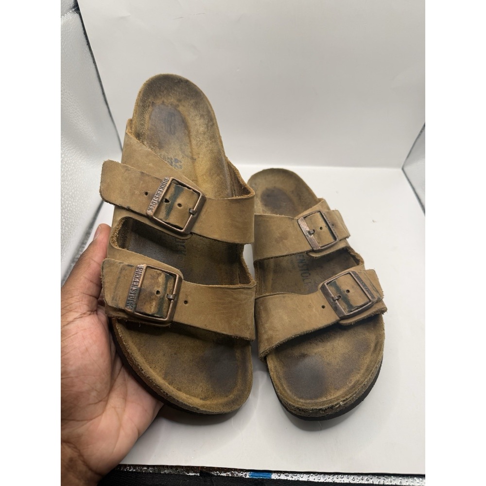 Birkenstock Arizona Sandals Mens Size 9 Brown Suede Leather 42 EU Slip On